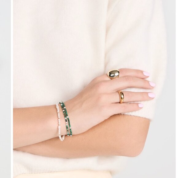 Gorjana Phoebe Green White Beaded Bracelet Set NWT - Picture 2 of 2